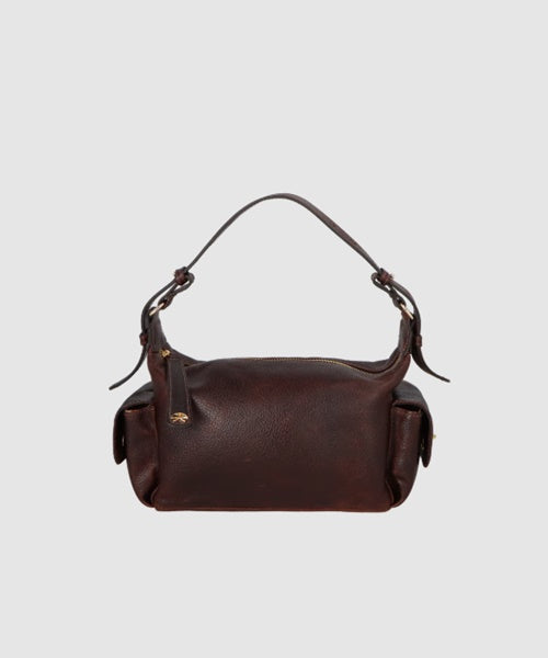 Bolsa Pequena Utilitária em Couro Estonado Café