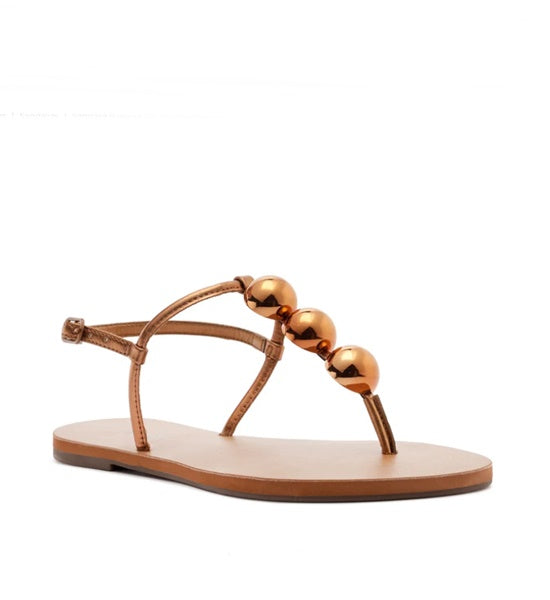 Sandália Rasteira Slim Adorno Bronze