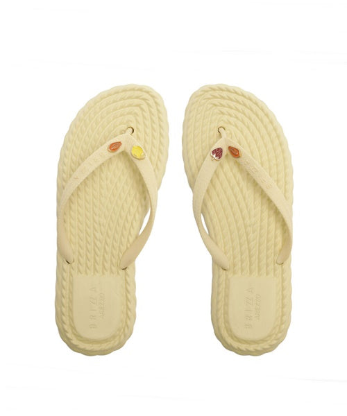 Chinelo de Dedo Creme Plataforma Metais Brizza