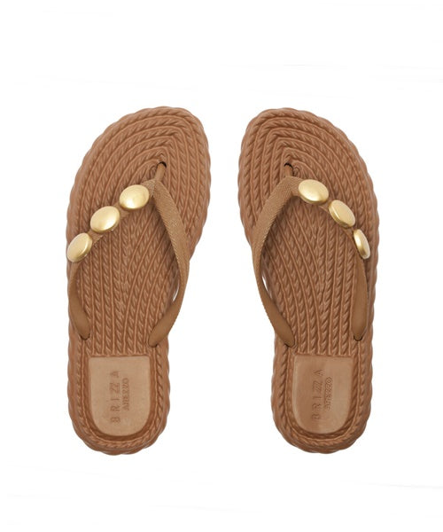 Chinelo de Dedo Marrom Metais Marrocos Flip Flop