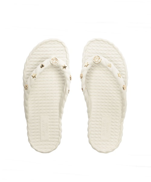 Chinelo de Dedo Off White Plataforma Metais Brizza