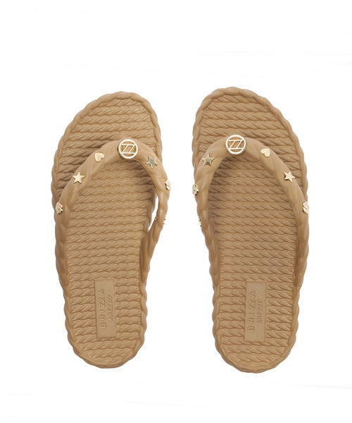 Chinelo de Dedo Nude Plataforma Metais Brizza