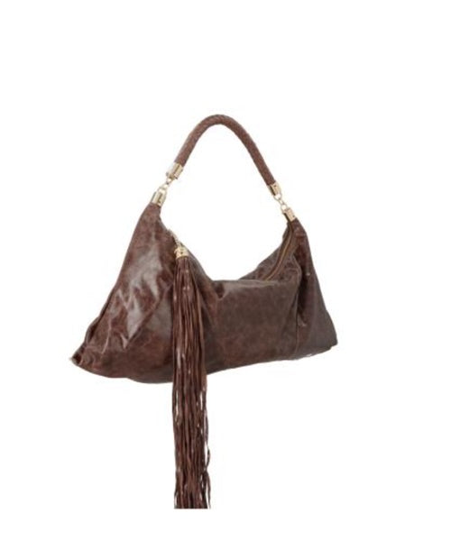 Bolsa Baguete Grande em Couro Coffee