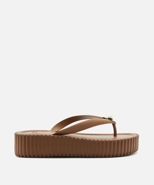 Sandália Flatform Marrom Metal Brizza