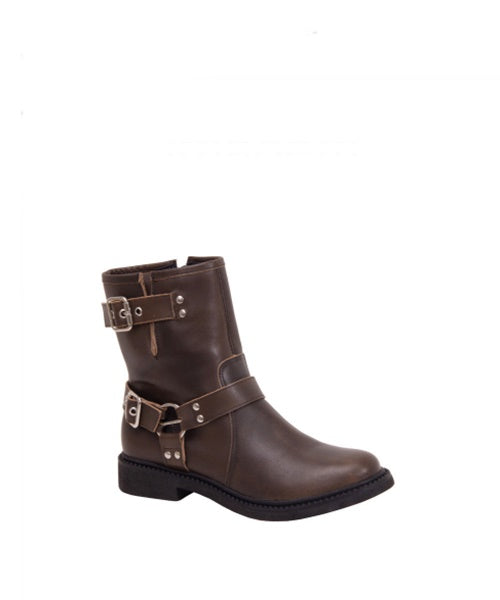 Bota Cano Baixo Couro Distressed Marrom