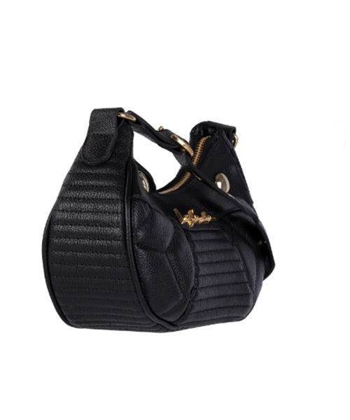 Bolsa Pequena Baguete em Couro Preta