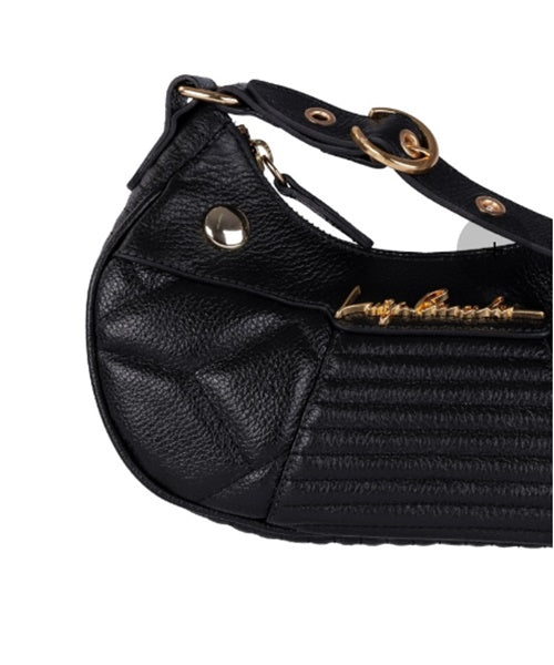 Bolsa Pequena Baguete em Couro Preta