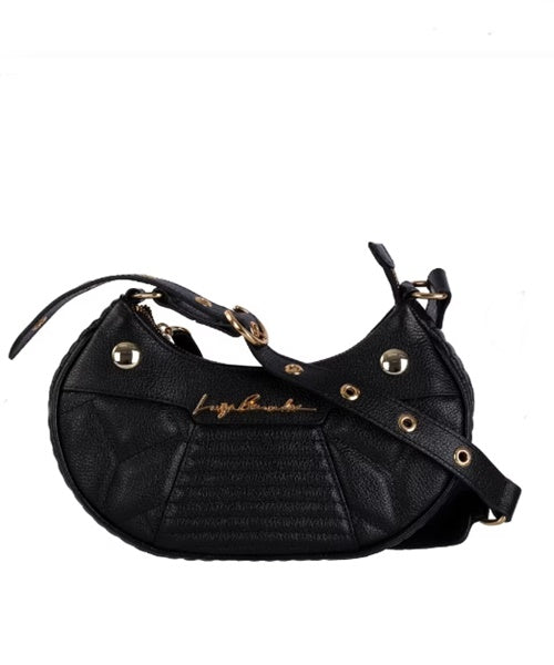 Bolsa Pequena Baguete em Couro Preta