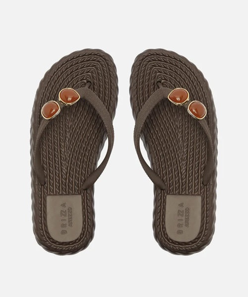 Sandália Marrom Flatform Marrocos Mid Flip Flop Pedra