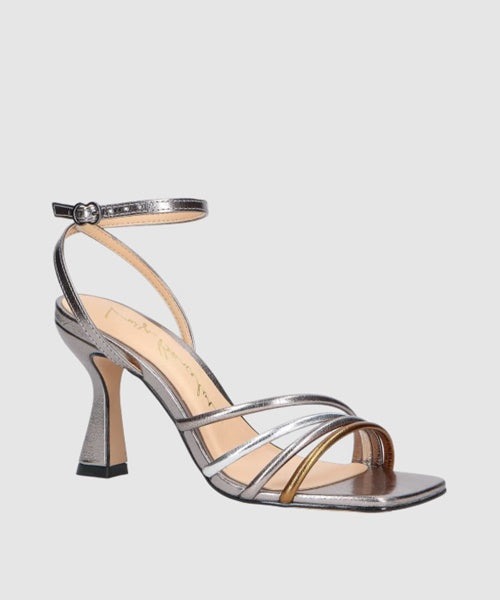 Sandália Salto Arquitetônico Tiras Ônix