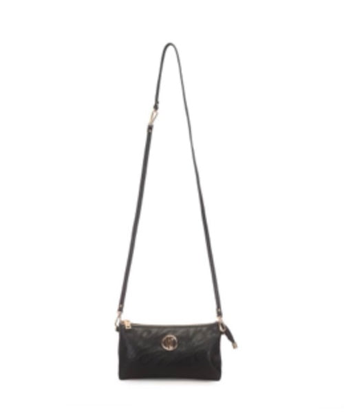 Bolsa Pequena Transversal com Compartimentos Preto