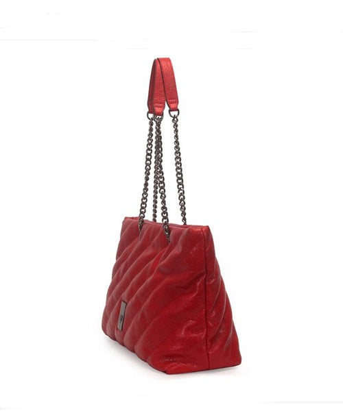 Bolsa Bag Grande Matelasse Com Alca Corrente Vermelha
