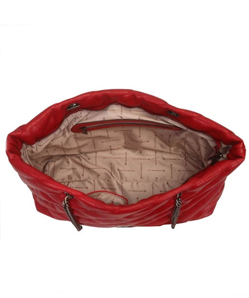 Bolsa Bag Grande Matelasse Com Alca Corrente Vermelha