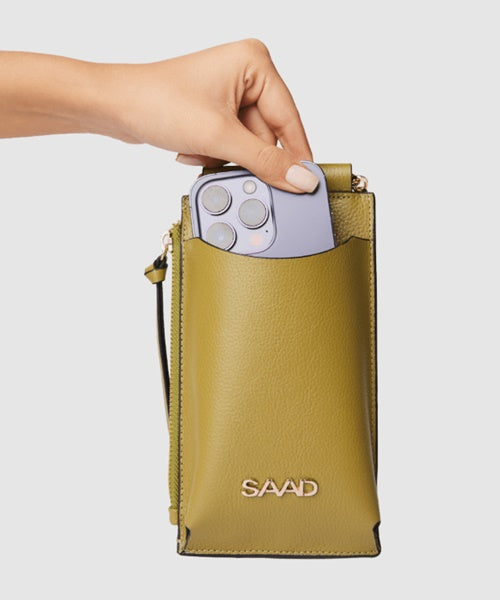 Mini Bolsa para Celular em Couro Salvia