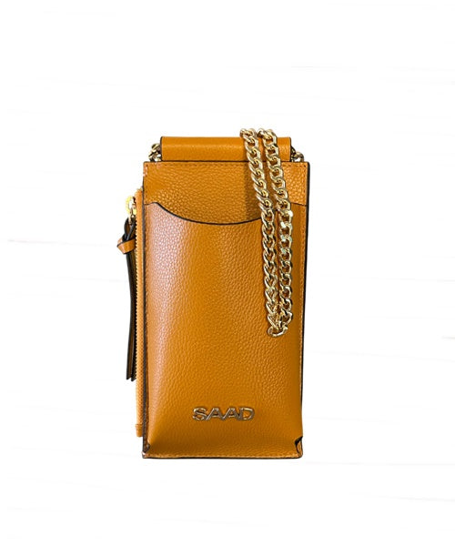 Mini Bolsa para Celular em Couro Mel