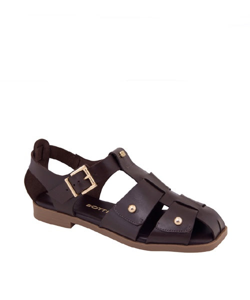 Sandália Rasteira Couro Atanado Marrom