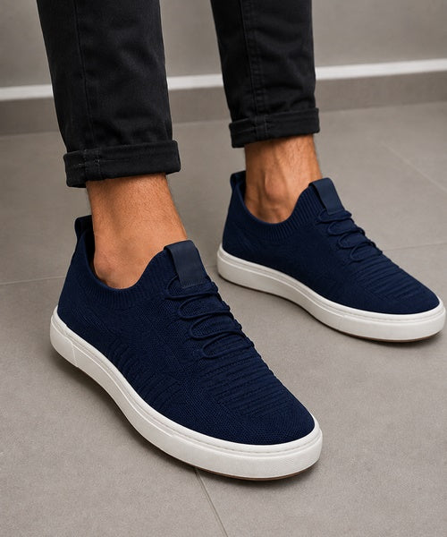 Tênis Masculino Knit Azul Marinho