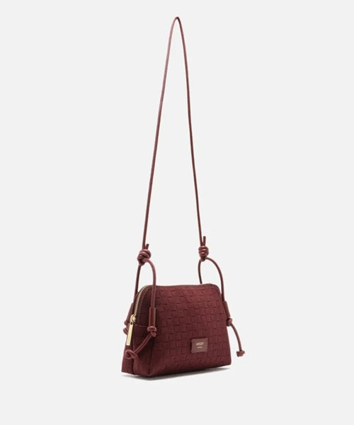 Bolsa Tiracolo Bordô Camurça Tressê Pequena