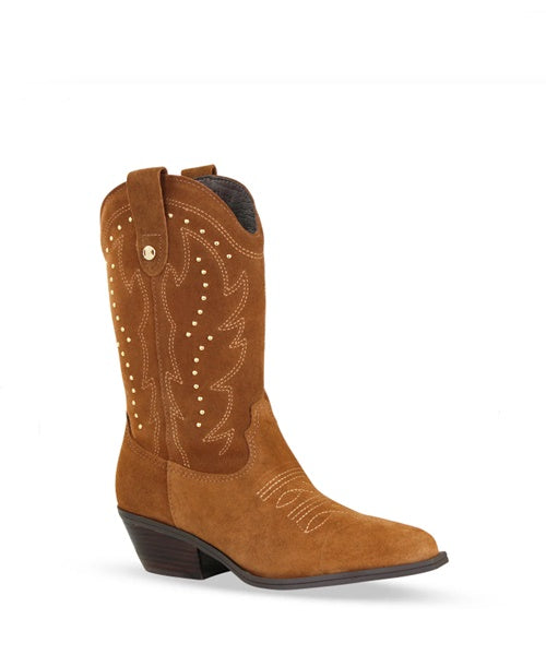 Bota Western Couro Camurça Castanho - Bottero