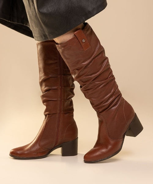 Bota Cano Longo Couro Conhaque - Bottero