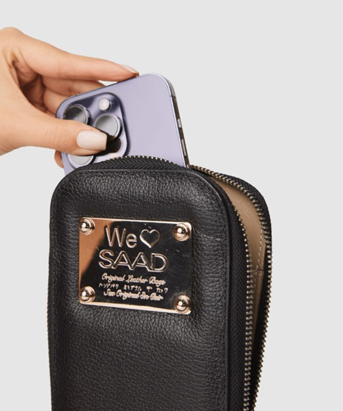 Mini Bolsa para Celular em Couro Preto