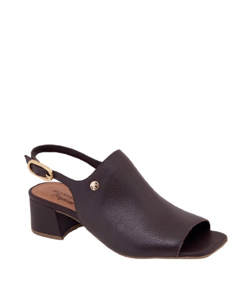 Sandália Salto Couro Marrom