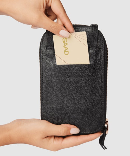 Mini Bolsa para Celular em Couro Preto