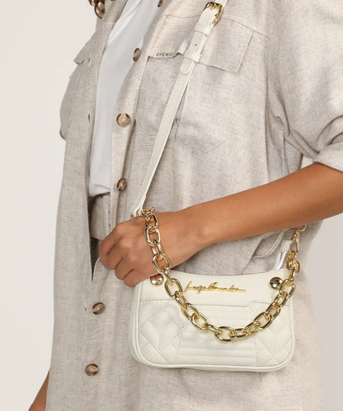 Bolsa Pequena Alça Corrente Ombro Off White