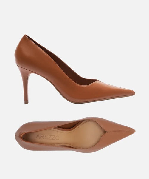 Scarpin Marrom Couro Salto Médio Fino V