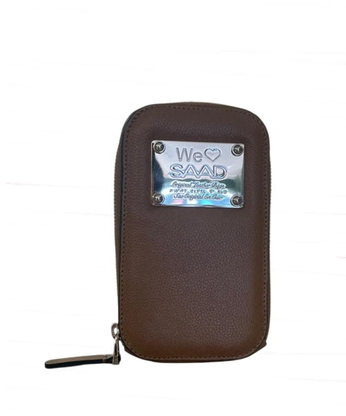 Mini Bolsa para Celular em Couro Castanho
