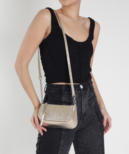 Bolsa Shoulder Tina Pequena Metalizada