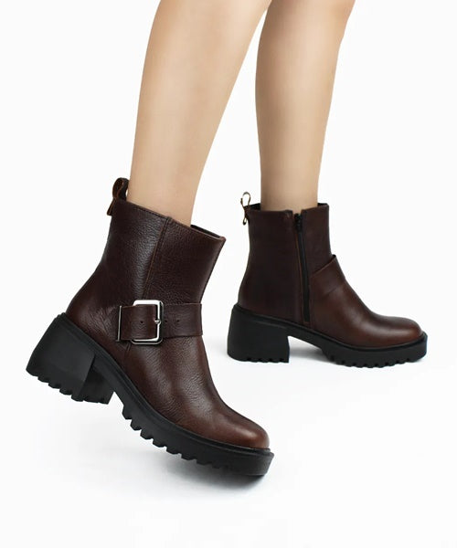 -Bota Coturno Couro Vecchio Pinhao - Bottero