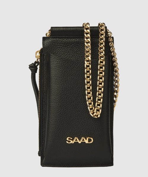 Mini Bolsa Celular em Couro Preto