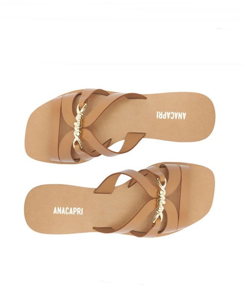 Rasteira Corrente Couro Marrom