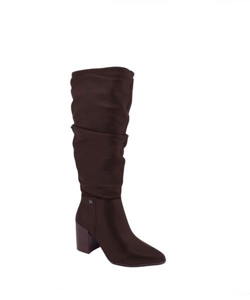 Bota Cano Longo Couro Burnish Marrom - Bottero