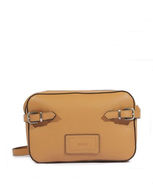 Bolsa Tiracolo Pequena Caramelo Fivelas