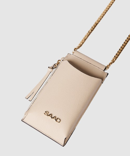 Mini Bolsa Celular em Couro Baunilha