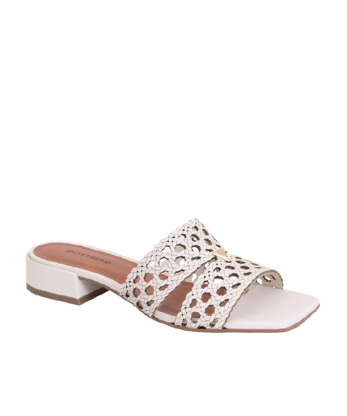 Tamanco Couro Burnish Off White