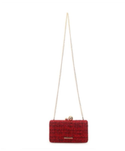 Clutch Média Tweed Vermelho