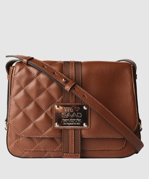 -Bolsa Média em Couro Caramelo