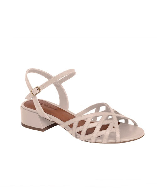 Sandália Salto Bloco Off White