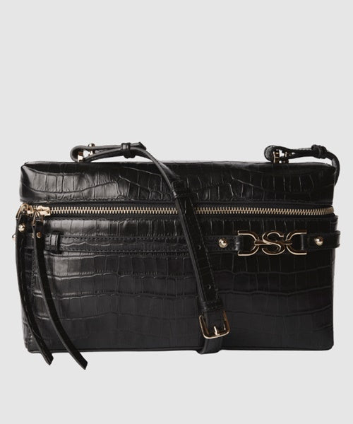Bolsa Frasqueira em Croco Preto
