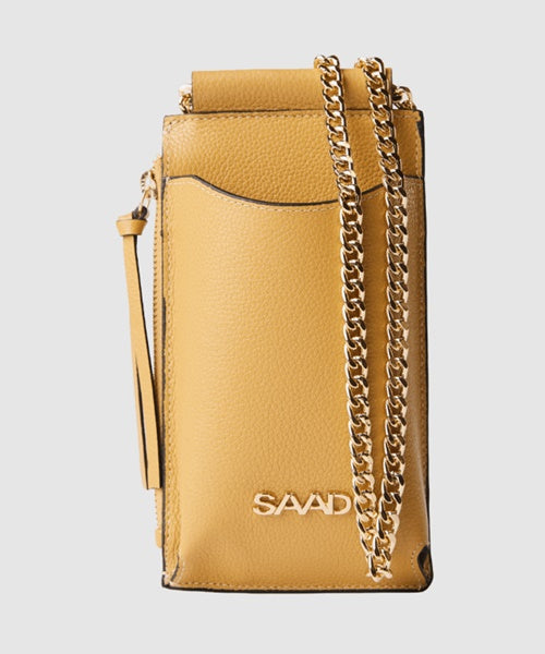 Mini Bolsa Celular em Couro Ocre
