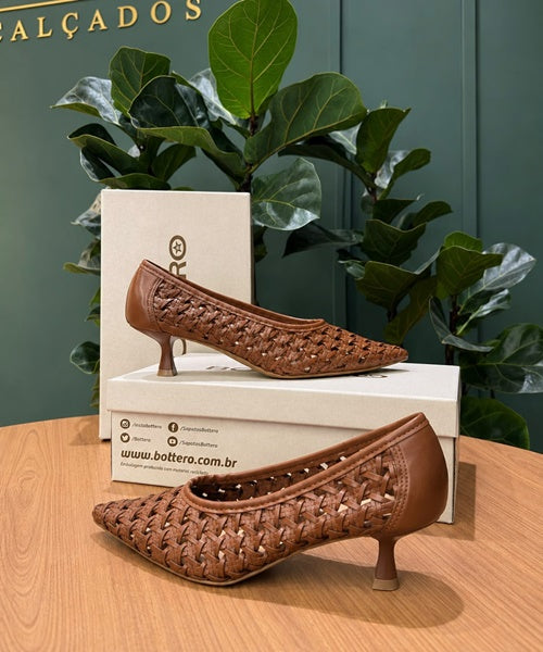 Sapato Scarpin Couro Chocolate