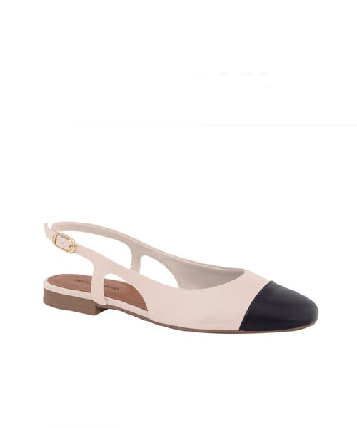 Sapatilha Couro Nude/Preto