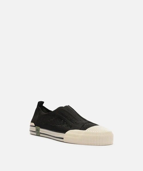 Tênis Slip On Preto Knit Elástico Alme