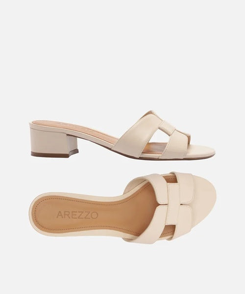 Mule Off White Couro Salto Bloco