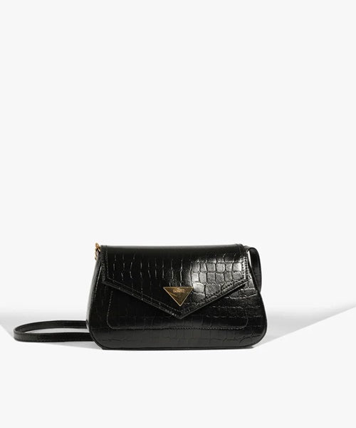 Bolsa Tiracolo Liese Pequena Croco Preto