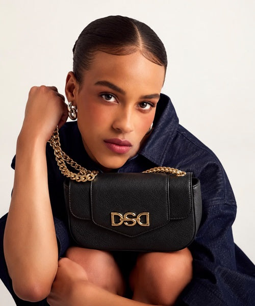 -Bolsa Mini em Couro Preto