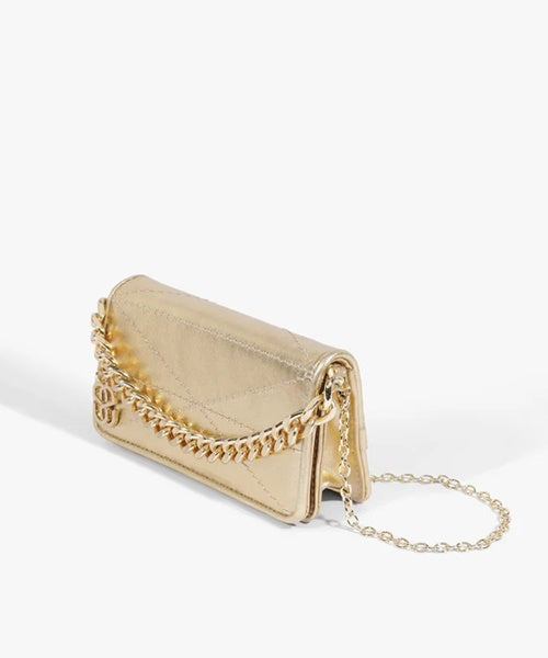 Bolsa Tiracolo Mika Pequena Couro Dourado